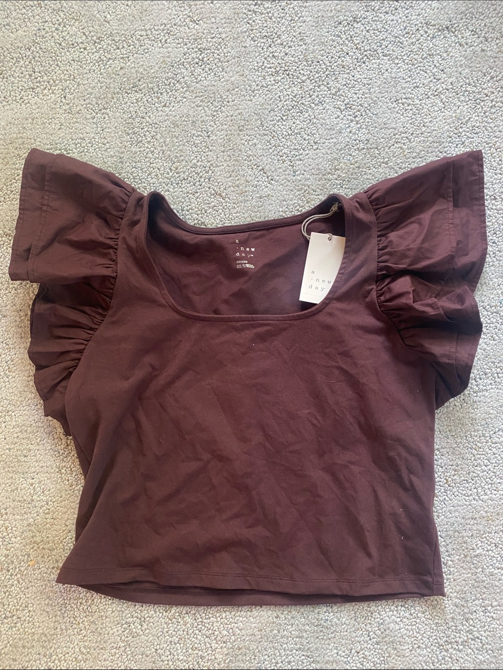 NWT a new day maroon top with capped sleeves